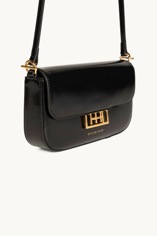 The Jolie Leather Baguette Mini Bag in Black/Gold Details 2