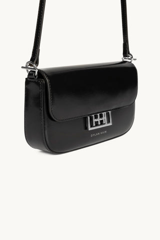 The Jolie Leather Baguette Mini Bag in Black/ Silver Details 2