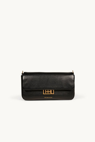 The Classic Leather Baguette in Black/Gold Front