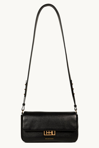 The Classic Leather Baguette in Black/Gold Crossbody