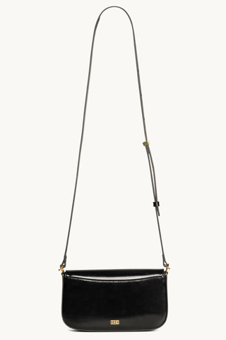 The Jolie Leather Baguette Mini Bag in Black/Gold Back