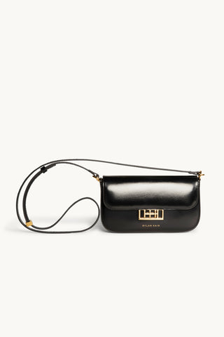 The Jolie Leather Baguette Mini Bag in Black/Gold