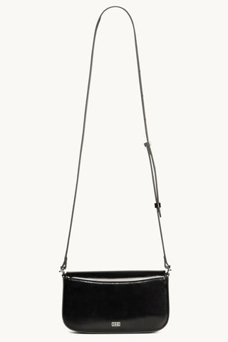 The Jolie Leather Baguette Mini Bag in Black/ Silver Back