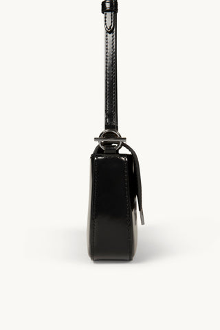 The Jolie Leather Baguette Mini Bag in Black/ Silver Side 2