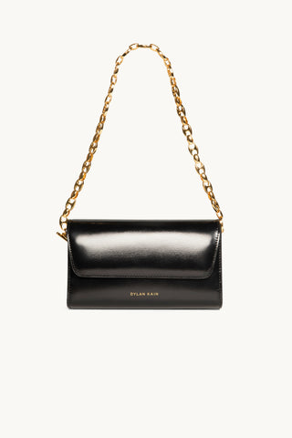 The Luxury Leather Phone bag in Black/Gold Front