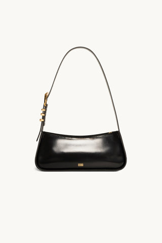 The Monroe Leather Shoulder Bag in Black/Gold Back