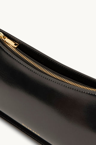 The Monroe Leather Shoulder Bag in Black/Gold Details 2