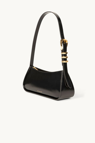 The Monroe Leather Shoulder Bag in Black/Gold Front