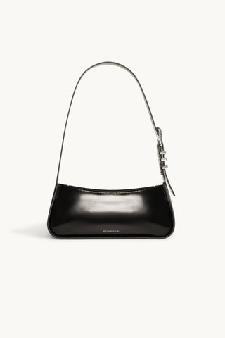 The Monroe Leather Shoulder Bag in Black/Silver