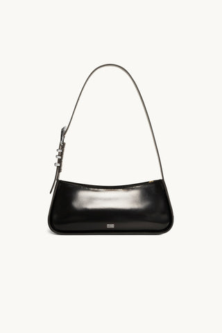 The Monroe Leather Shoulder Bag in Black/Silver Back