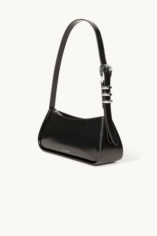 The Monroe Leather Shoulder Bag in Black/Silver Front