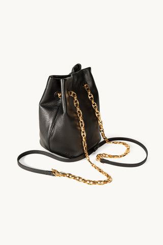 The Muse Leather Bag in Black/Gold Back