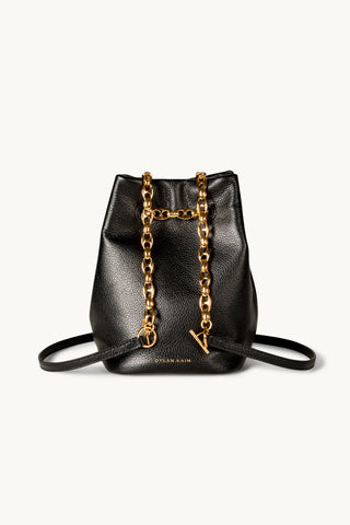 The Muse Leather Bag in Black/Gold Details