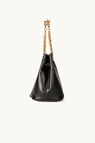 The Muse Leather Bag in Black/Gold Details 3