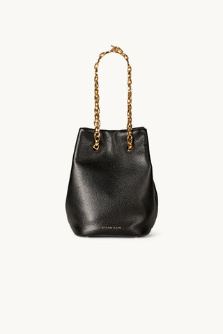 The Muse Leather Bag in Black/Gold Front