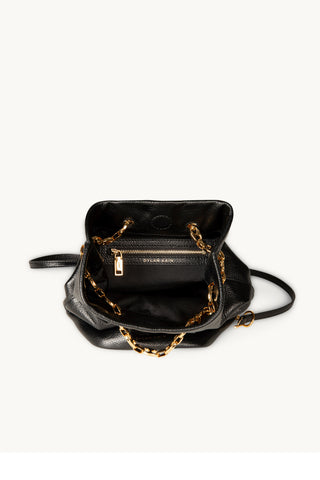 The Muse Leather Bag in Black/Gold Internal