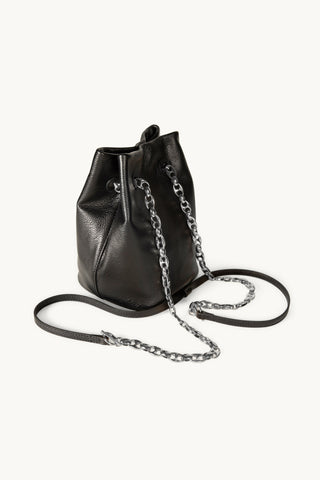 The Muse Leather Bag in Black/Silver Back