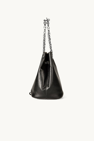 The Muse Leather Bag in Black/Silver Details 3