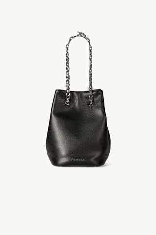 The Muse Leather Bag in Black/Silver Front