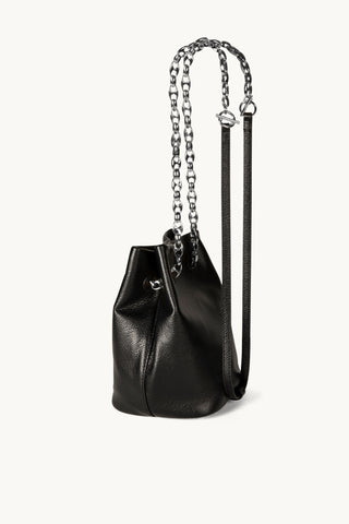 The Muse Leather Bag in Black/Silver Side