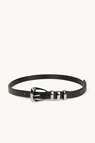 The Sai Leather Belt in Black/Silver