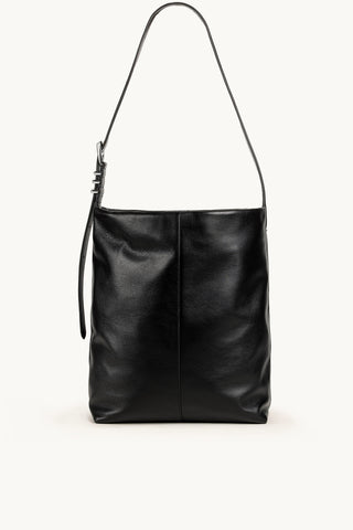 The Brynn Leather Tote in Black/Silver Back