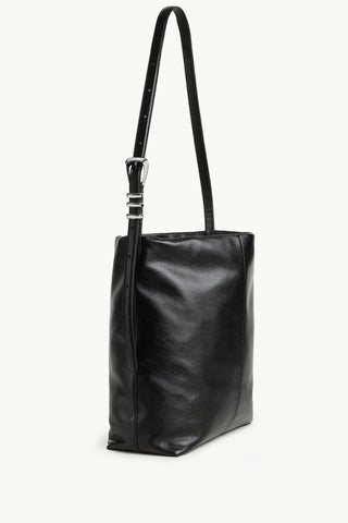 The Brynn Leather Tote in Black/Silver  Details 2