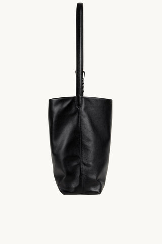 The Brynn Leather Tote in Black/Silver Side 2