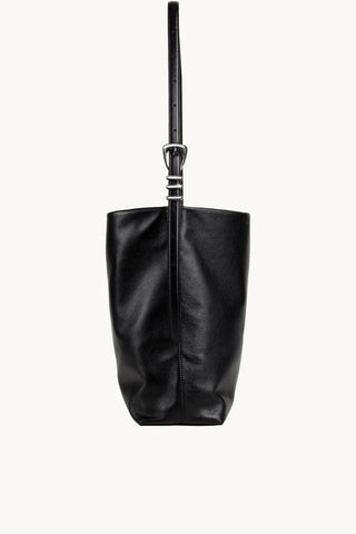 The Brynn Leather Tote in Black/Silver Side