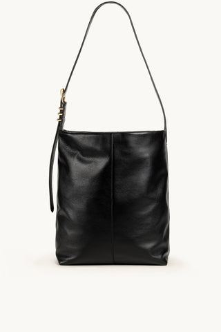 The Brynn Leather Tote in Black/Gold Back