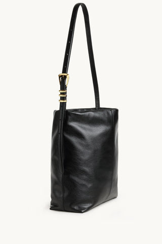 The Brynn Leather Tote in Black/Gold Details