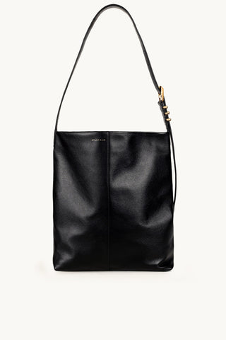 The Brynn Leather Tote in Black/Gold Front