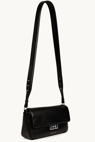 The Classic Leather Baguette in Black/Silver Crossbody 2