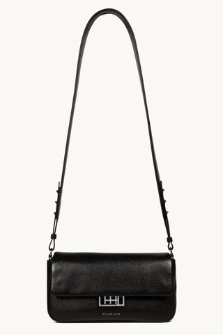 The Classic Leather Baguette in Black/Silver Crossbody