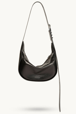 The Neveah Leather Sling Bag in Black/Silver