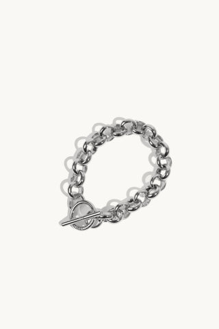 21cm Rhodium Plated Thick Belcher Bracelet